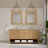 Solene 72" Double Vanity, Seaside Oak, w/ 3 CM Victorian Silver Quartz Top