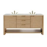 Solene 72" Double Vanity, Seaside Oak, w/ 3 CM Siberian Silestone Top w/FreePower Wireless Charger