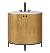 Bellamy 36" Single Vanity, Rustic Oak w/ Carrara Marble Top