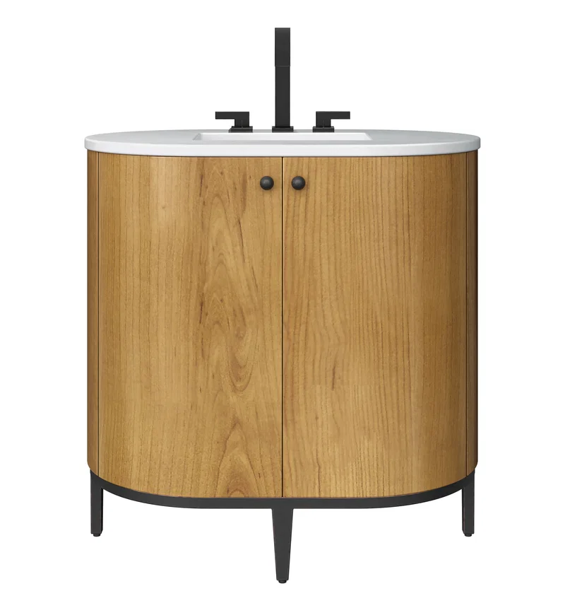 Bellamy 36" Single Vanity, Rustic Oak w/ Carrara Marble Top