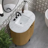 Bellamy 36" Single Vanity, Rustic Oak w/ Carrara Marble Top