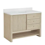 Marigot 48" Single Vanity, Sunwashed Oak w/ Single Hole 3 CM White Zeus Silestone Top & Backsplash