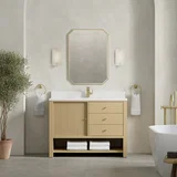 Marigot 48" Single Vanity, Sunwashed Oak w/ Single Hole 3 CM White Zeus Silestone Top & Backsplash