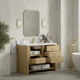 Marigot 48" Single Vanity, Sunwashed Oak w/ Single Hole 3 CM White Zeus Silestone Top & Backsplash