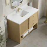 Marigot 48" Single Vanity, Sunwashed Oak w/ Single Hole 3 CM White Zeus Silestone Top & Backsplash
