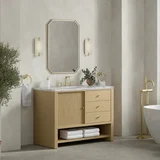 Marigot 48" Single Vanity, Sunwashed Oak w/ 3 CM Carrara White Marble Top