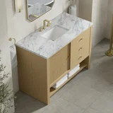 Marigot 48" Single Vanity, Sunwashed Oak w/ 3 CM Carrara White Marble Top