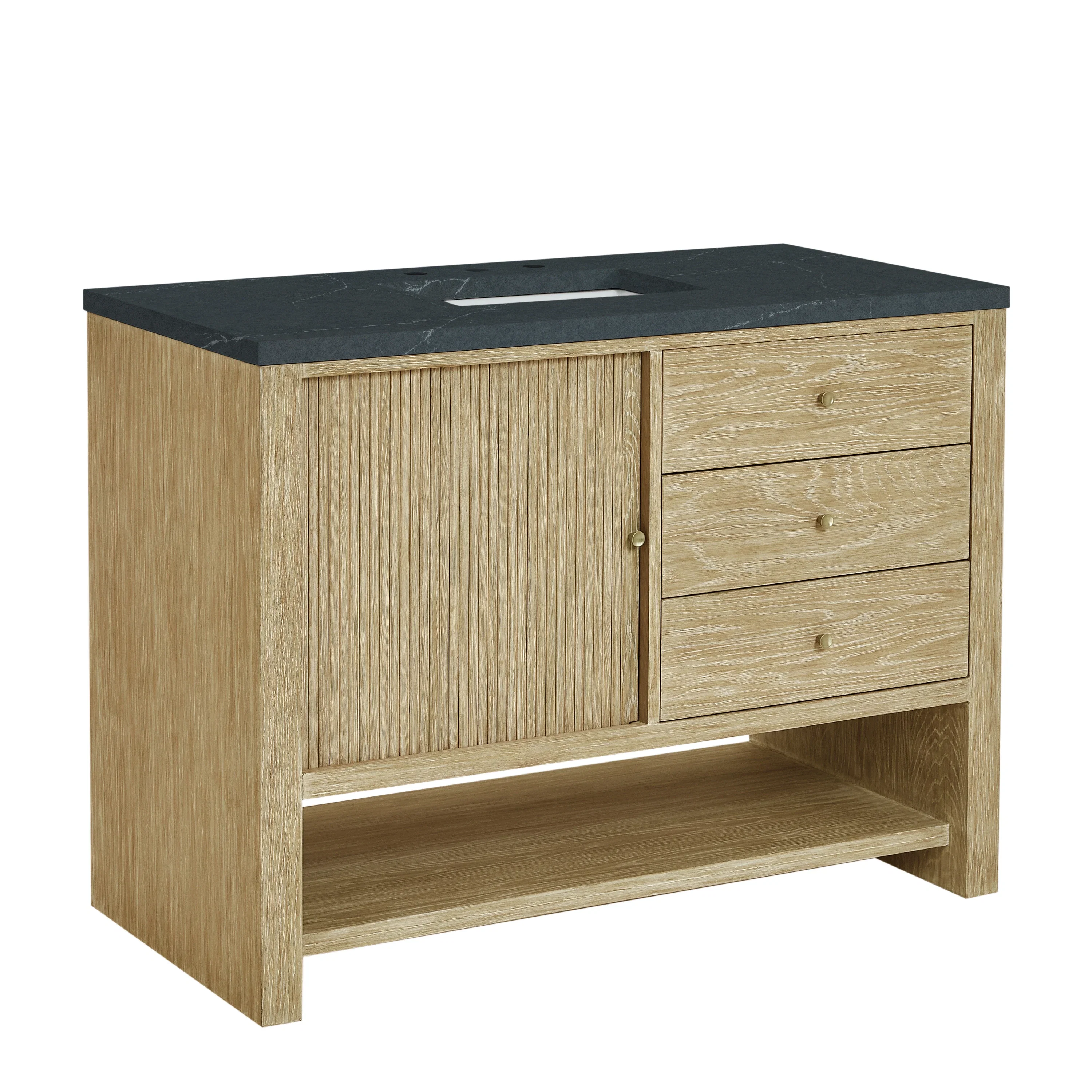 Marigot 48" Single Vanity, Sunwashed Oak w/ 3 CM Charcoal Soapstone Silestone Top
