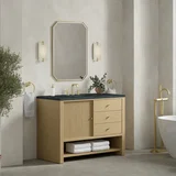 Marigot 48" Single Vanity, Sunwashed Oak w/ 3 CM Charcoal Soapstone Silestone Top
