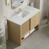 Marigot 48" Single Vanity, Sunwashed Oak w/ 3 CM Ethereal Noctis Silestone Top