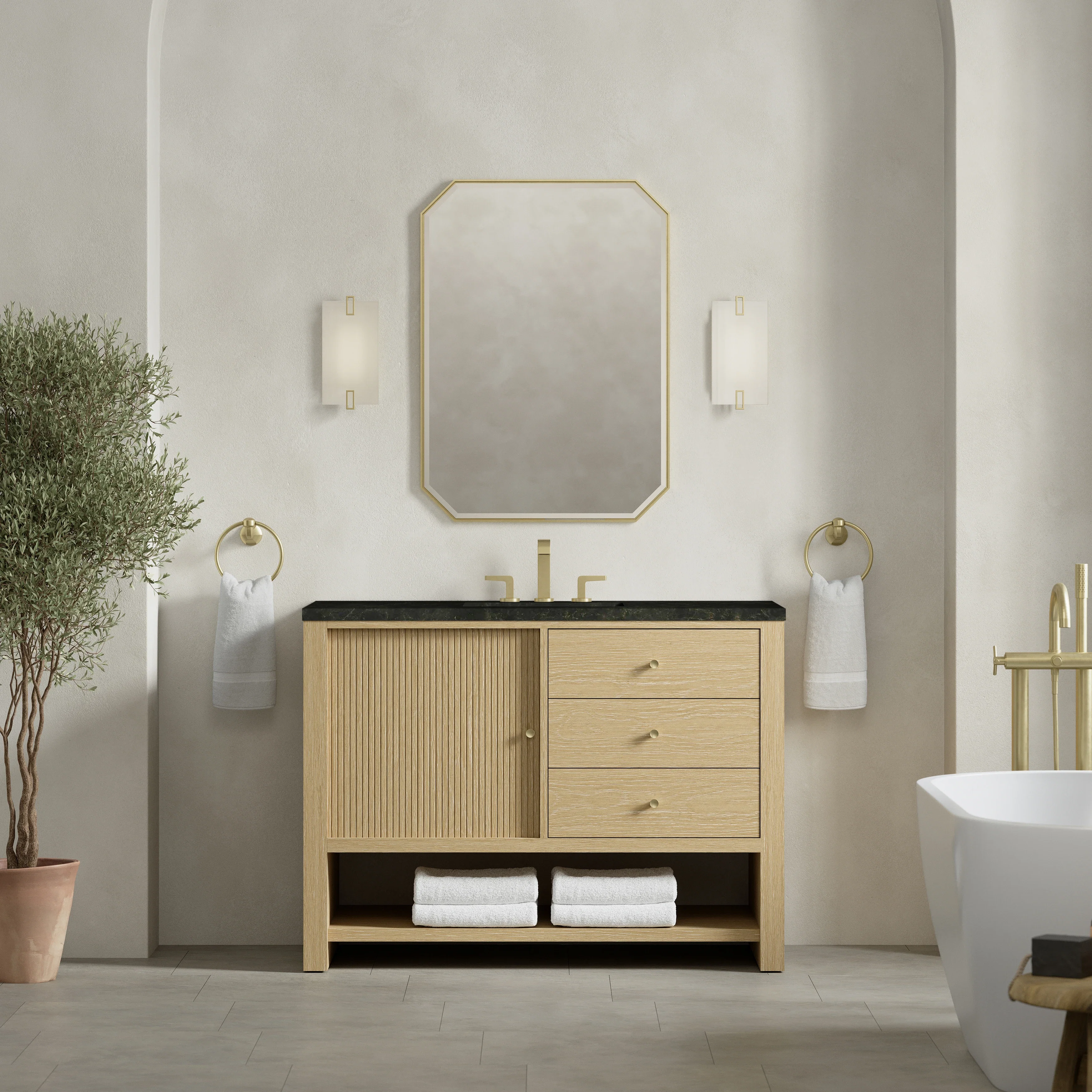 Marigot 48" Single Vanity, Sunwashed Oak, w/ 3 CM Phantome Eclos Top