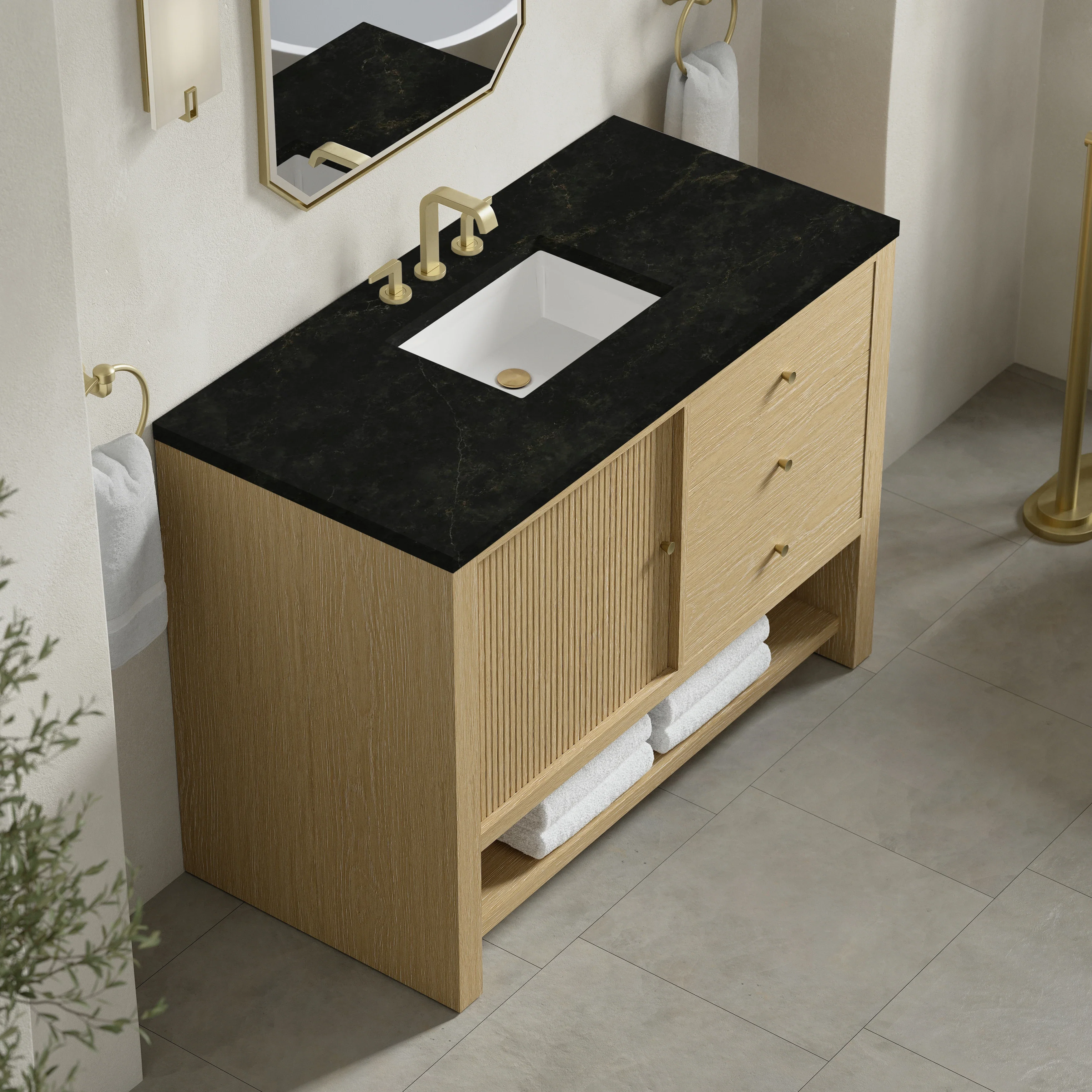 Marigot 48" Single Vanity, Sunwashed Oak, w/ 3 CM Phantome Eclos Top
