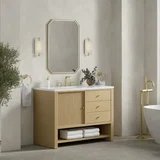 Marigot 48" Single Vanity, Sunwashed Oak w/ 3 CM White Zeus Silestone Top