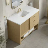 Marigot 48" Single Vanity, Sunwashed Oak w/ 3 CM White Zeus Silestone Top