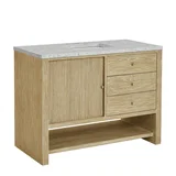 Marigot 48" Single Vanity, Sunwashed Oak w/ 3 CM Eternal Jasmine Pearl Silestone Top w/ FreePower Wireless Charger