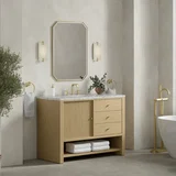 Marigot 48" Single Vanity, Sunwashed Oak w/ 3 CM Eternal Jasmine Pearl Silestone Top w/ FreePower Wireless Charger