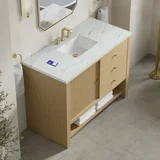 Marigot 48" Single Vanity, Sunwashed Oak w/ 3 CM Ethereal Noctis Silestone Top w/ FreePower Wireless Charger