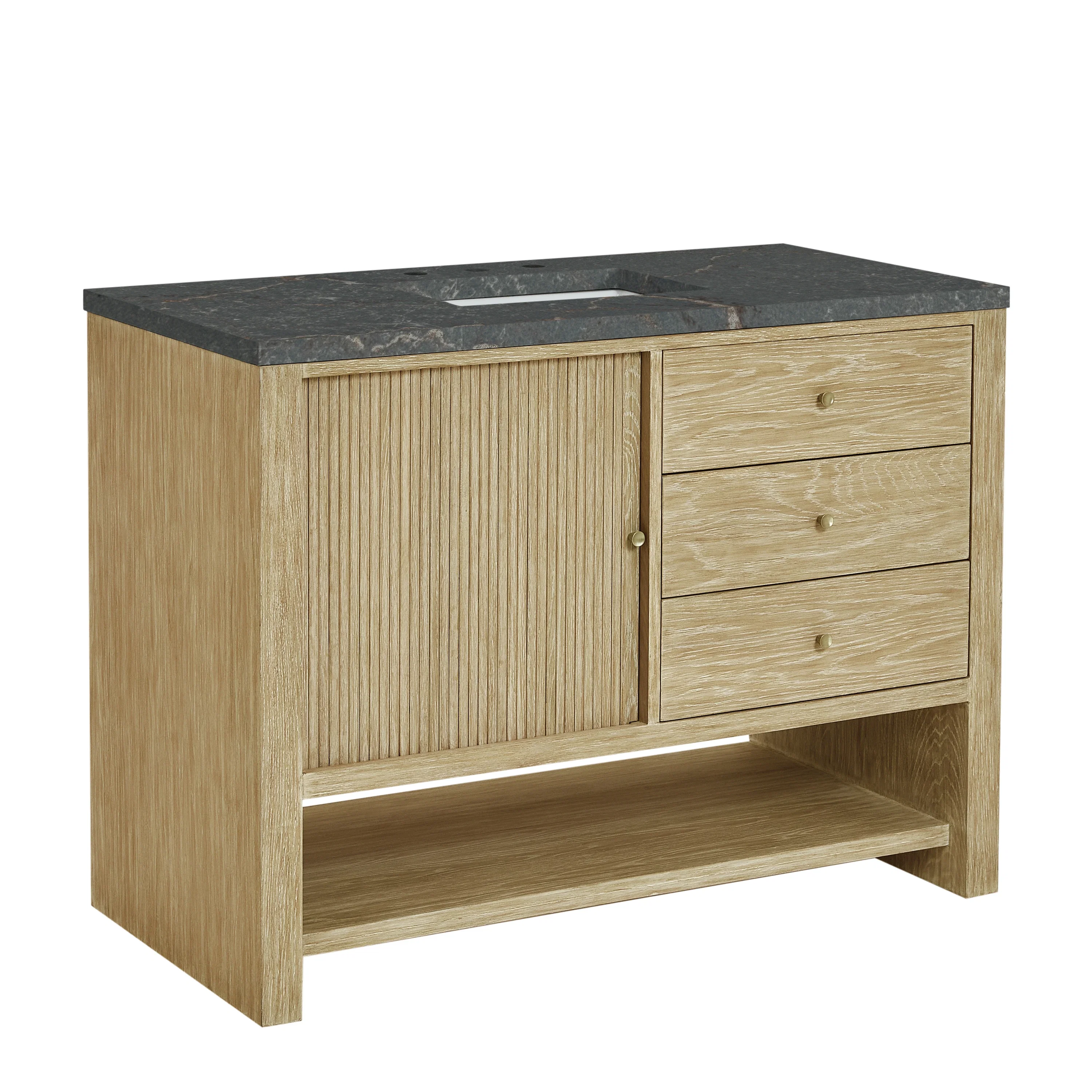 Marigot 48" Single Vanity, Sunwashed Oak w/ 3 CM Parisien Bleu Silestone Top w/ FreePower Wireless Charger