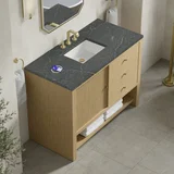 Marigot 48" Single Vanity, Sunwashed Oak w/ 3 CM Parisien Bleu Silestone Top w/ FreePower Wireless Charger