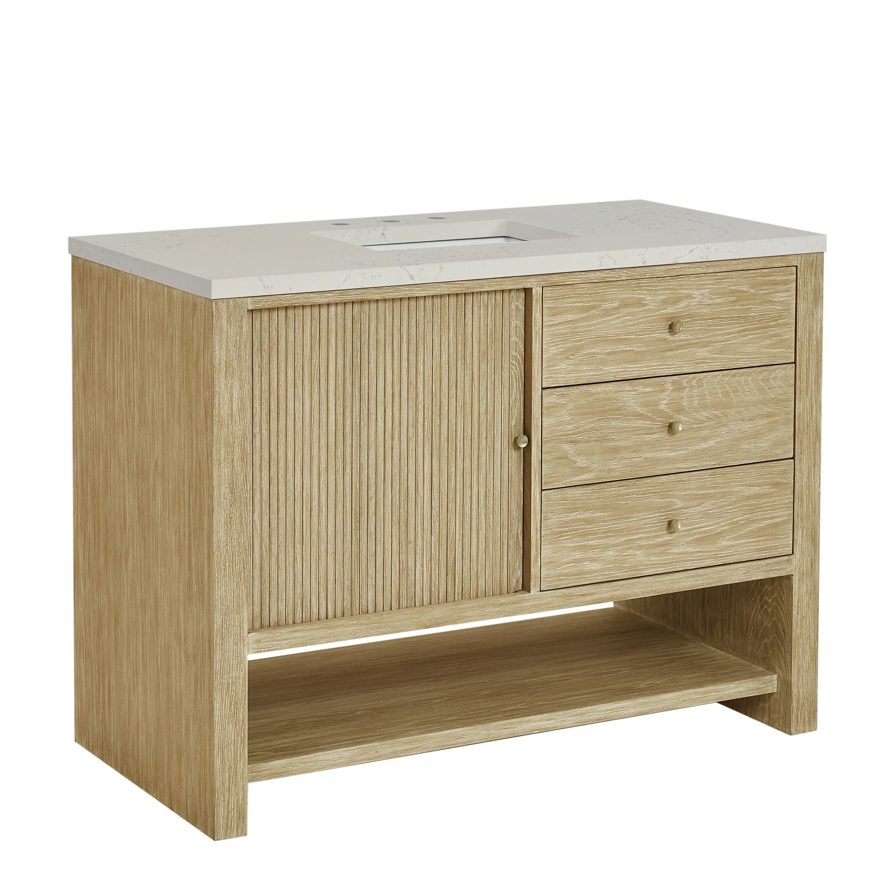 Marigot 48" Single Vanity, Sunwashed Oak, w/ 3 CM Siberian Silestone Top w/FreePower Wireless Charger