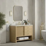 Marigot 48" Single Vanity, Sunwashed Oak, w/ 3 CM Siberian Silestone Top w/FreePower Wireless Charger