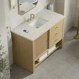 Marigot 48" Single Vanity, Sunwashed Oak, w/ 3 CM Siberian Silestone Top w/FreePower Wireless Charger
