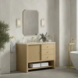 Marigot 48" Single Vanity, Sunwashed Oak, w/ 3 CM Tajnar Eclos Top w/FreePower Wireless Charger