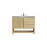 Marigot 48" Single Vanity, Sunwashed Oak w/ 3 CM Victorian Silver Silestone Top w/ FreePower Wireless Charger