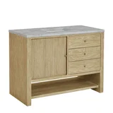 Marigot 48" Single Vanity, Sunwashed Oak w/ 3 CM Victorian Silver Silestone Top w/ FreePower Wireless Charger