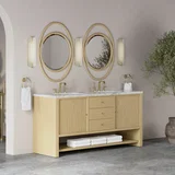 Marigot 72" Double Vanity, Sunwashed Oak w/ 3 CM Carrara White Marble Top