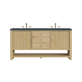 Marigot 72" Double Vanity, Sunwashed Oak w/ 3 CM Charcoal Soapstone Silestone Top