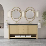 Marigot 72" Double Vanity, Sunwashed Oak w/ 3 CM Charcoal Soapstone Silestone Top