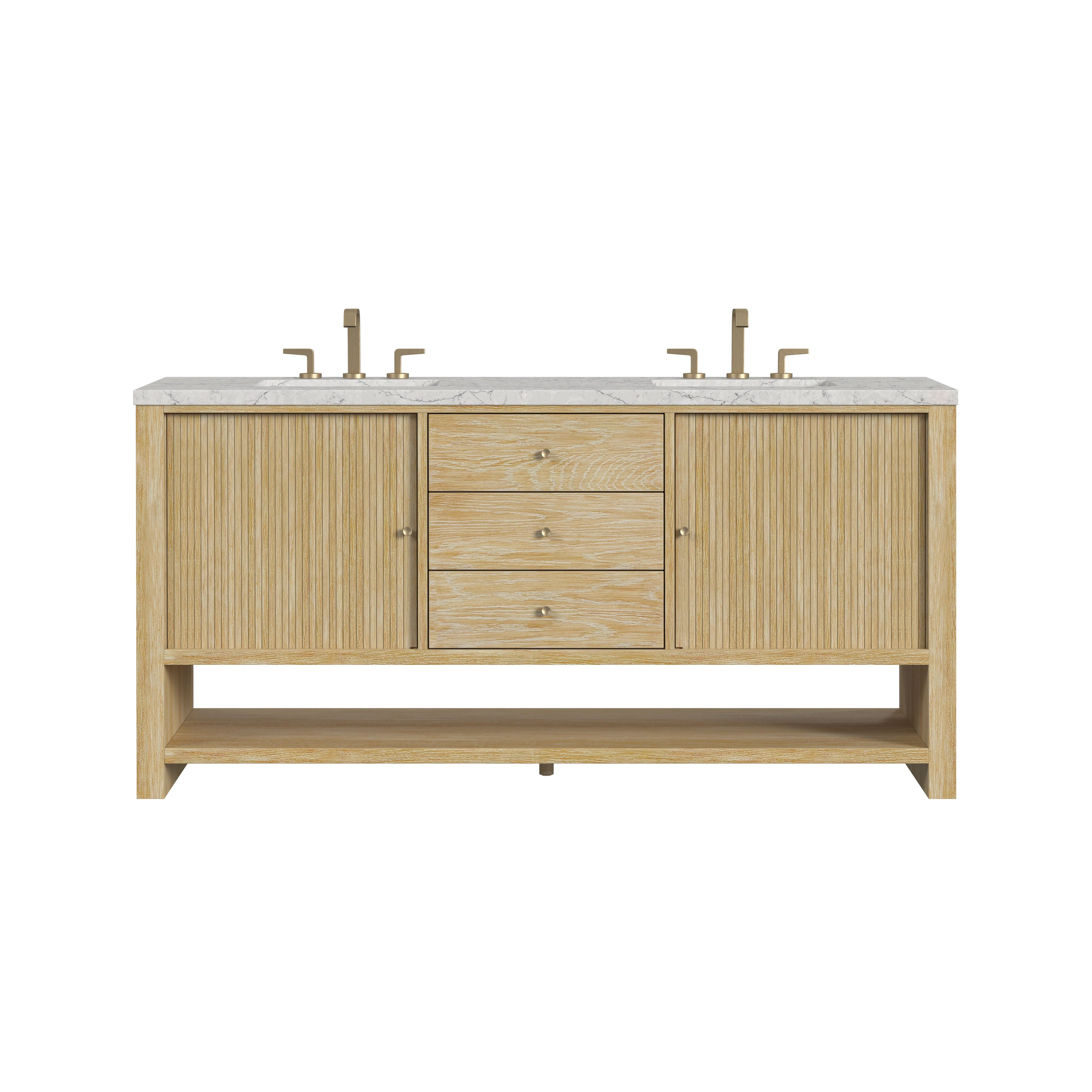Marigot 72" Double Vanity, Sunwashed Oak w/ 3 CM Eternal Jasmine Pearl Silestone Top