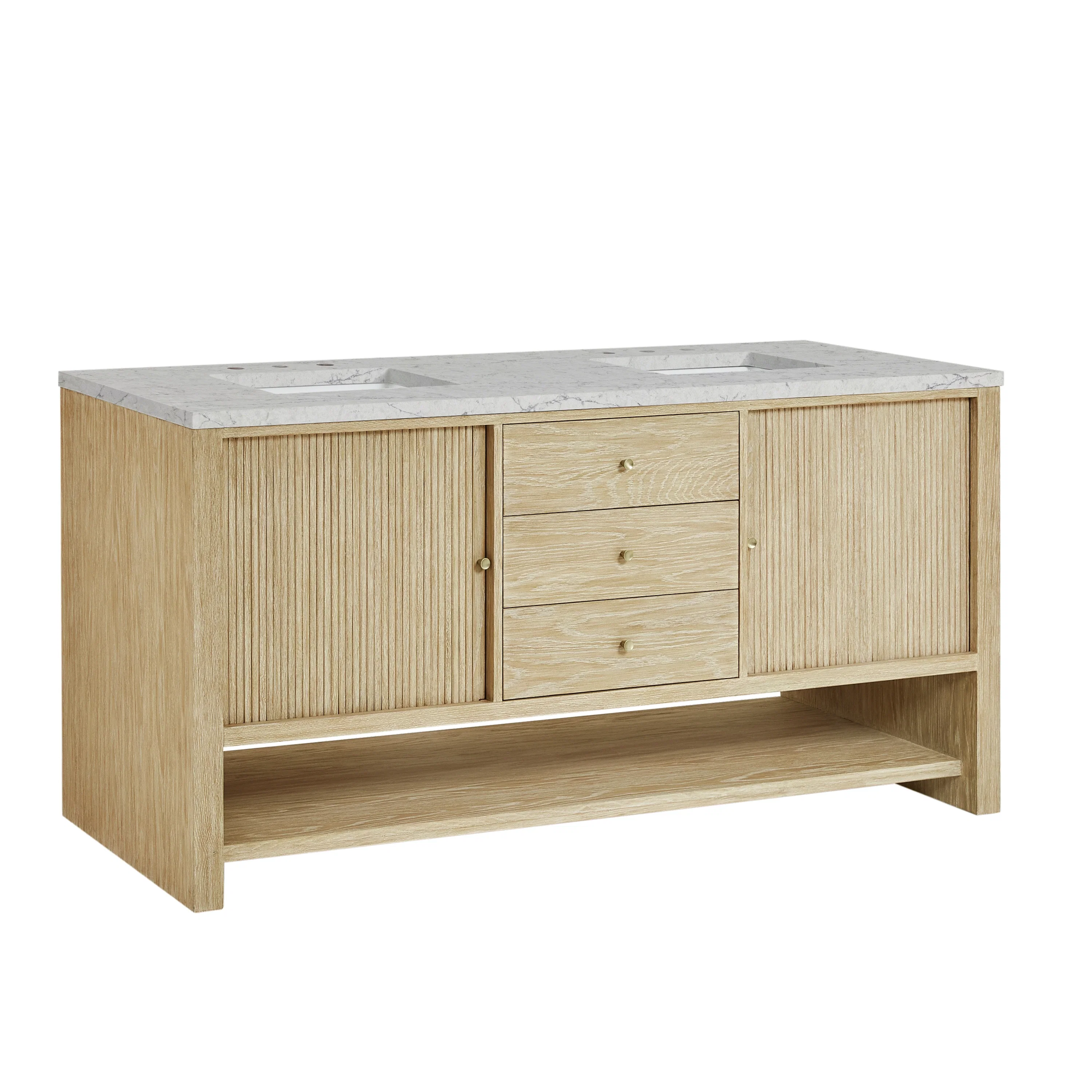 Marigot 72" Double Vanity, Sunwashed Oak w/ 3 CM Eternal Jasmine Pearl Silestone Top
