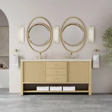 Marigot 72" Double Vanity, Sunwashed Oak w/ 3 CM Eternal Jasmine Pearl Silestone Top