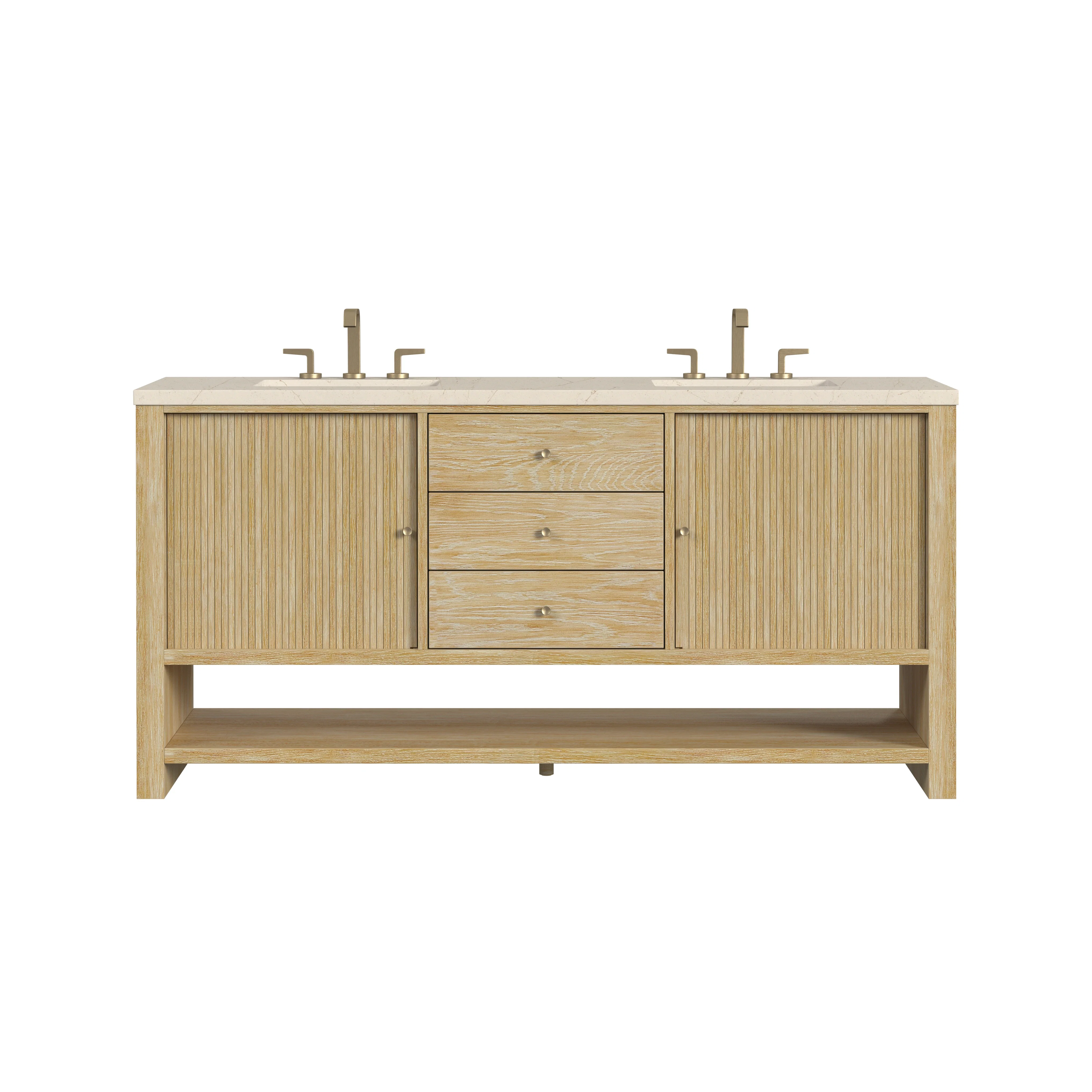 Marigot 72" Double Vanity, Sunwashed Oak w/ 3 CM Eternal Marfil Silestone Top