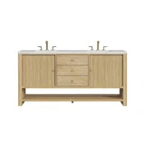 Marigot 72" Double Vanity, Sunwashed Oak w/ 3 CM Ethereal Noctis Silestone Top