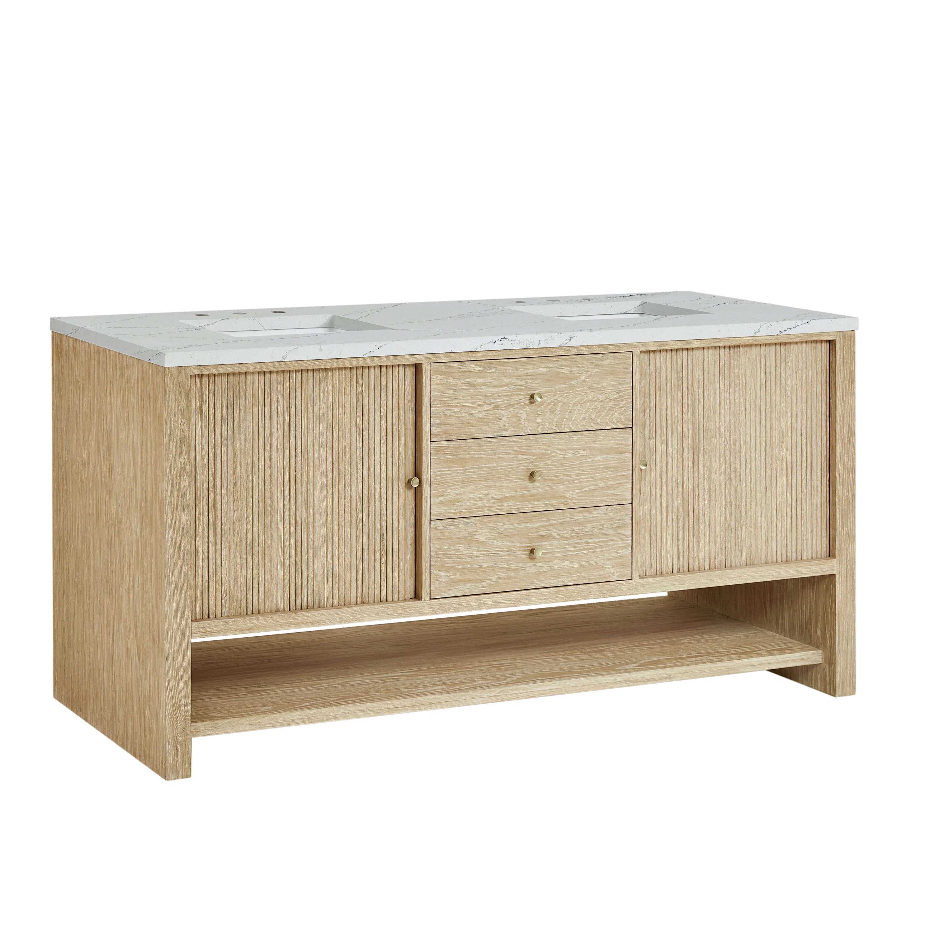 Marigot 72" Double Vanity, Sunwashed Oak w/ 3 CM Ethereal Noctis Silestone Top