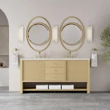 Marigot 72" Double Vanity, Sunwashed Oak w/ 3 CM Ethereal Noctis Silestone Top