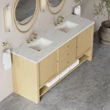 Marigot 72" Double Vanity, Sunwashed Oak w/ 3 CM Ethereal Noctis Silestone Top