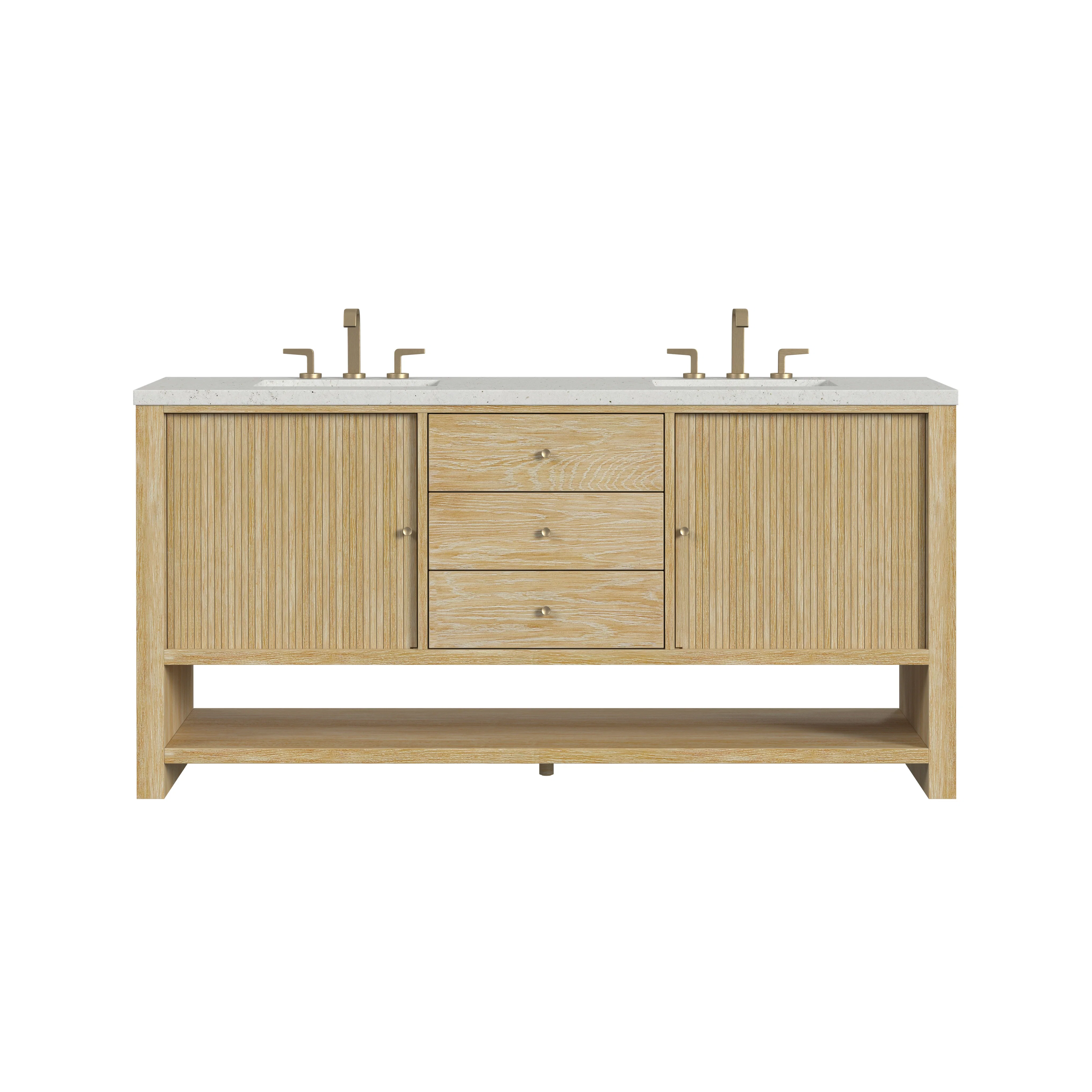 Marigot 72" Double Vanity, Sunwashed Oak w/ 3 CM Lime Delight Silestone Top
