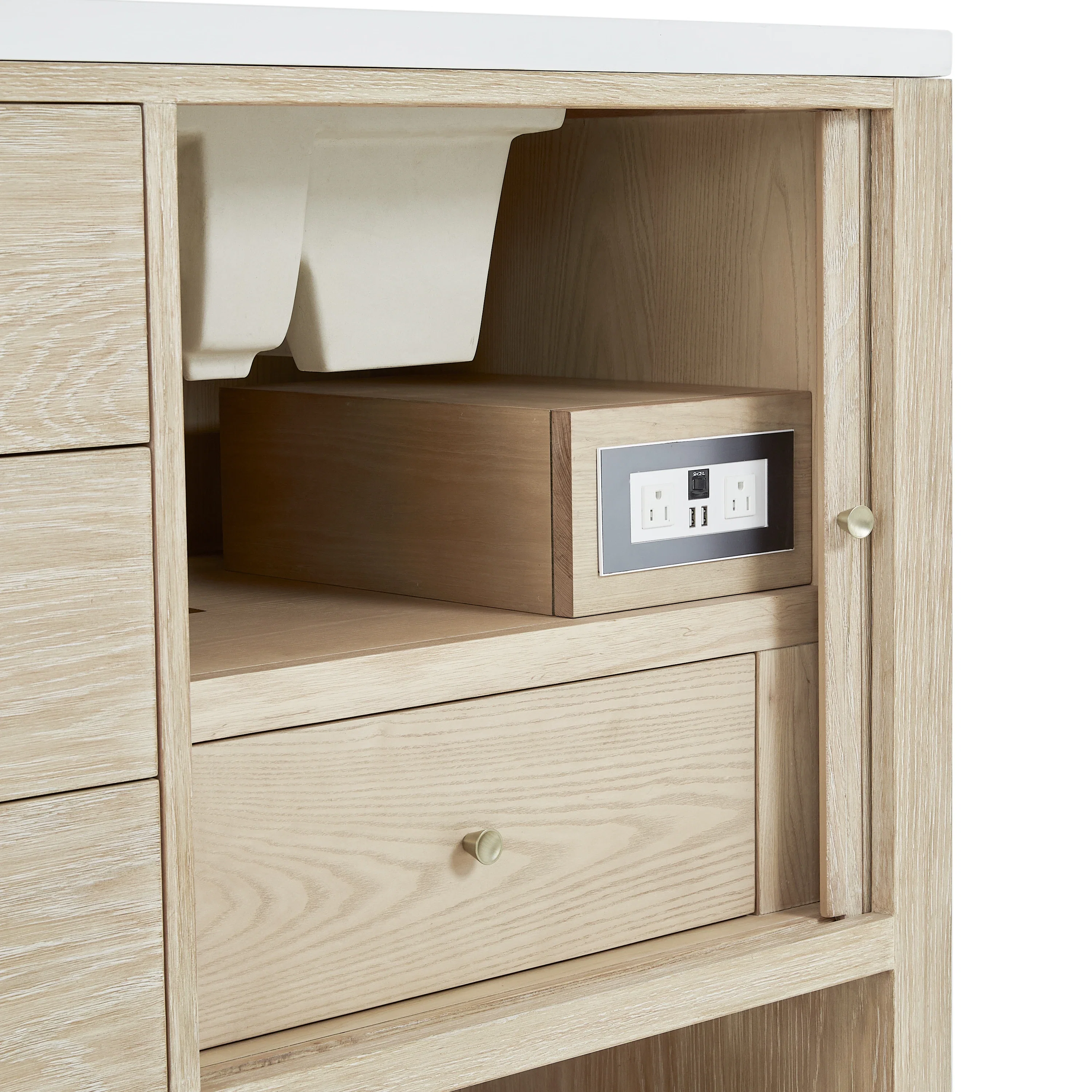 Marigot 72" Double Vanity, Sunwashed Oak w/ 3 CM Lime Delight Silestone Top