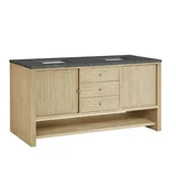 Marigot 72" Double Vanity, Sunwashed Oak w/ 3 CM Parisien Bleu Silestone Top
