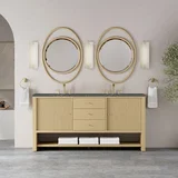 Marigot 72" Double Vanity, Sunwashed Oak w/ 3 CM Parisien Bleu Silestone Top