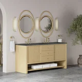 Marigot 72" Double Vanity, Sunwashed Oak w/ 3 CM Parisien Bleu Silestone Top