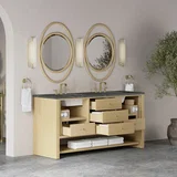 Marigot 72" Double Vanity, Sunwashed Oak w/ 3 CM Parisien Bleu Silestone Top