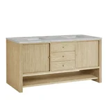 Marigot 72" Double Vanity, Sunwashed Oak w/ 3 CM Victorian Silver Silestone Top