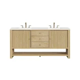 Marigot 72" Double Vanity, Sunwashed Oak w/ 3 CM White Zeus Silestone Top