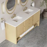 Marigot 72" Double Vanity, Sunwashed Oak w/ 3 CM White Zeus Silestone Top