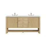 Marigot 72" Double Vanity, Sunwashed Oak w/ 3 CM Eternal Jasmine Pearl Silestone Top w/ FreePower Wireless Charger